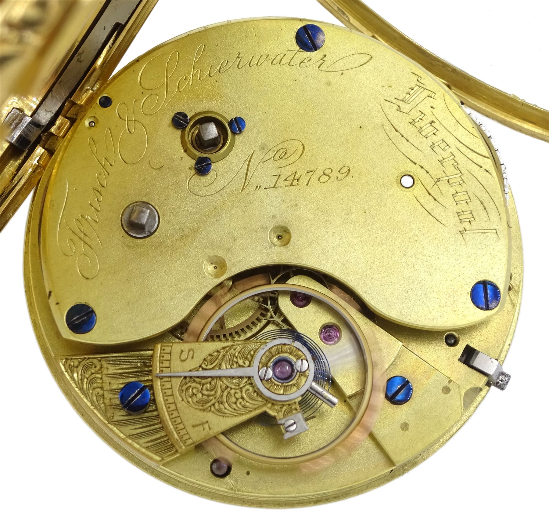 Victorian 18ct gold open face English lever fusee pocket watch by Frisch & Schierwater - Image 6 of 7