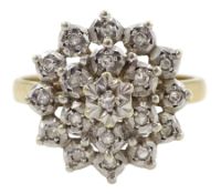 9ct gold diamond chip cluster ring