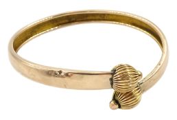 Early 20th century 9ct gold torque bangle with 14ct gold bead terminals