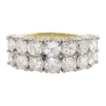 18ct gold two row round brilliant cut diamond ring