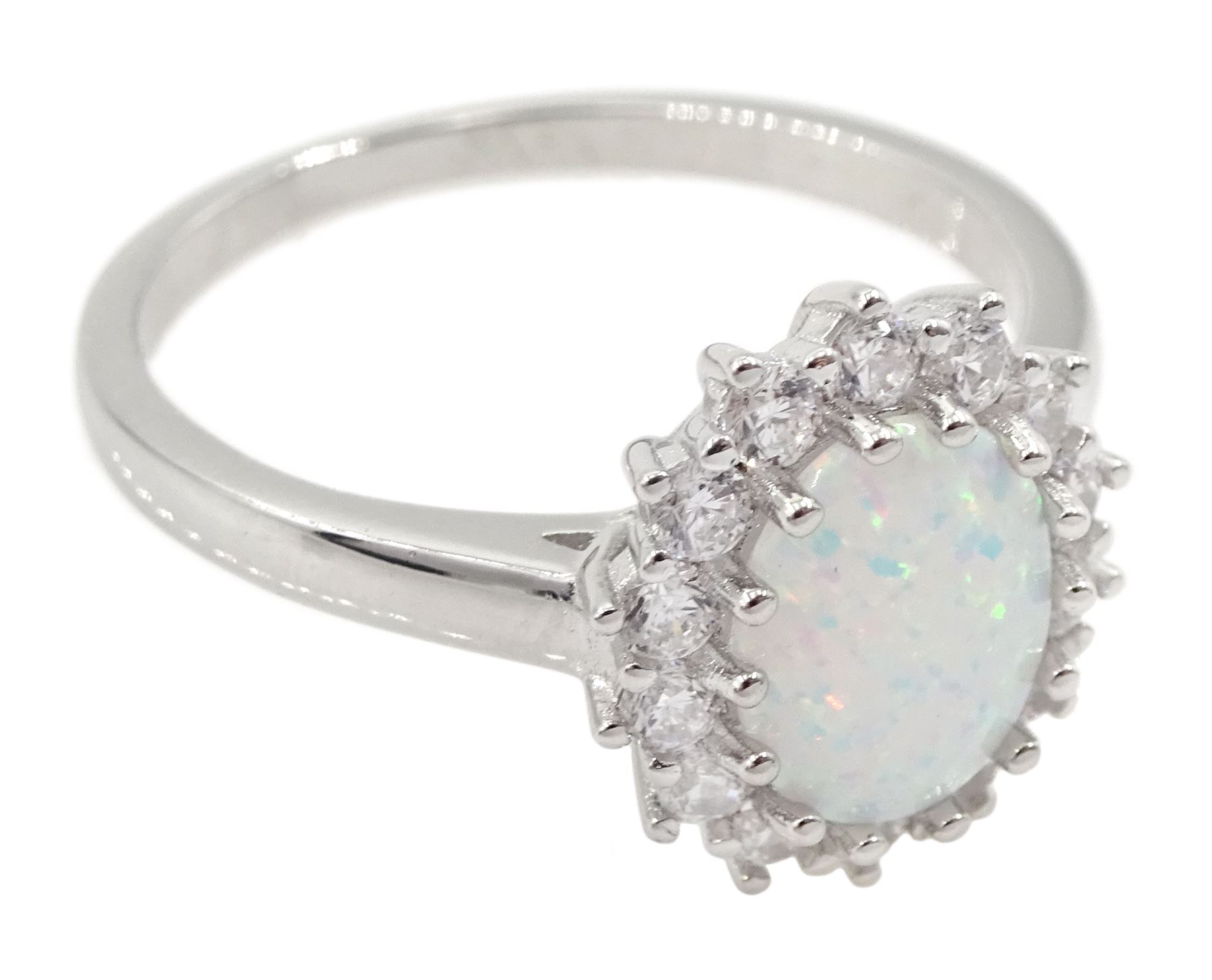 Silver opal and cubic zirconia cluster ring - Image 3 of 4