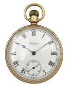 Early 20th century 9ct rose gold open face keyless lever presentation pocket watch by American Watch