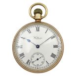 Early 20th century 9ct rose gold open face keyless lever presentation pocket watch by American Watch