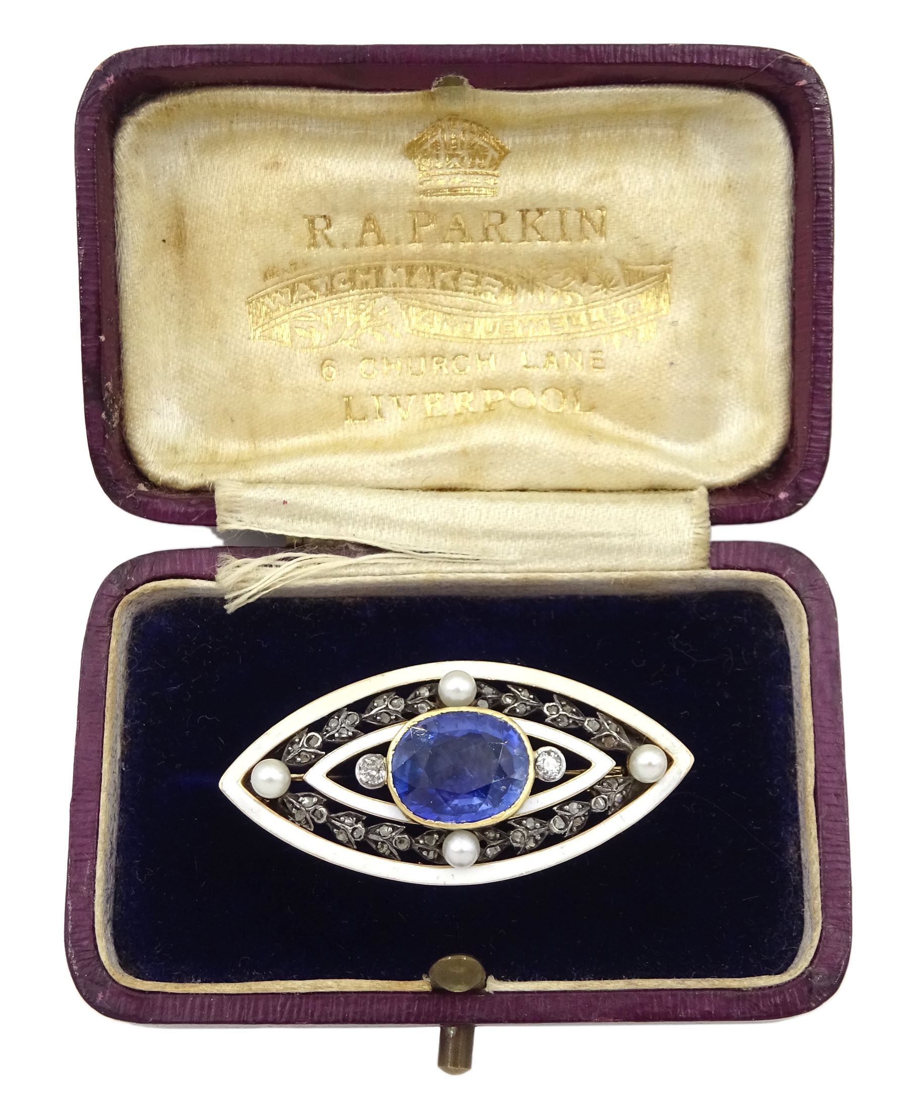 Early 20th century 15ct gold and silver sapphire - Image 2 of 4