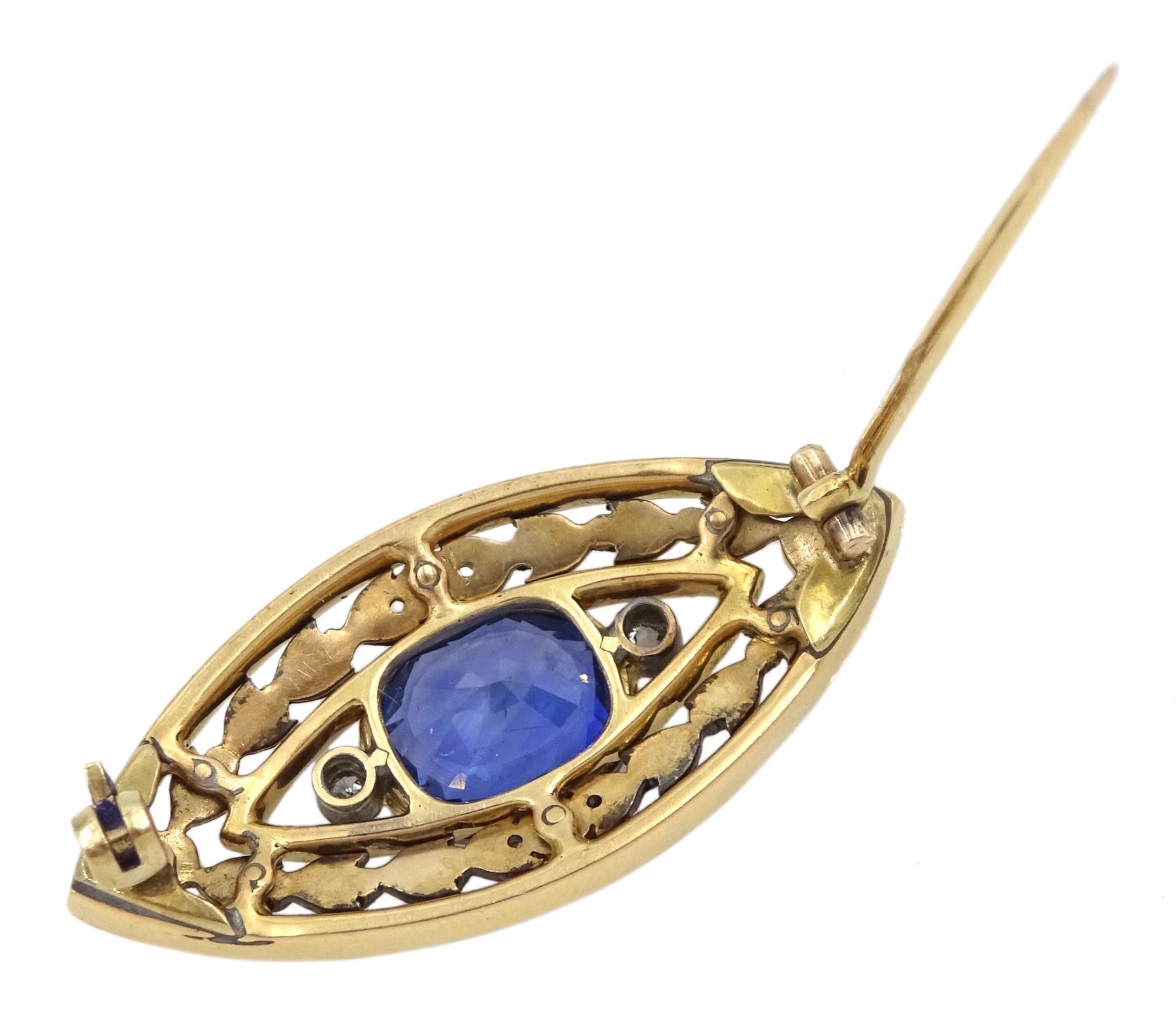 Early 20th century 15ct gold and silver sapphire - Image 3 of 4