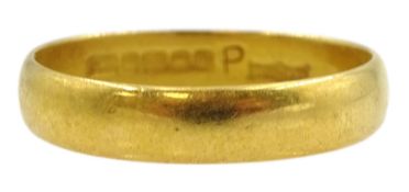 22ct gold wedding band engraved 'Lucky' on inner band