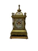 French - late 19th century 8-day mantle clock in a satin gilt brass case