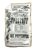 Fornasetti rectangular 'Falstaff' operatic billboard ashtray decorated with black and white text wit