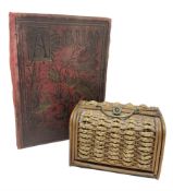 Victorian cane and seagrass sewing case and Victorian scrap album (2)