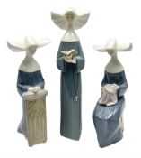 Three Lladro figures of nuns