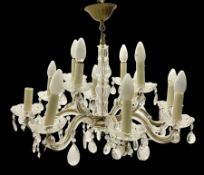 Victorian style glass eight branch chandelier