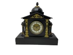 French - 8-day late 19th century slate mantle clock