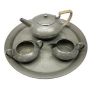 Liberty & Co Tudric pewter three piece tea service