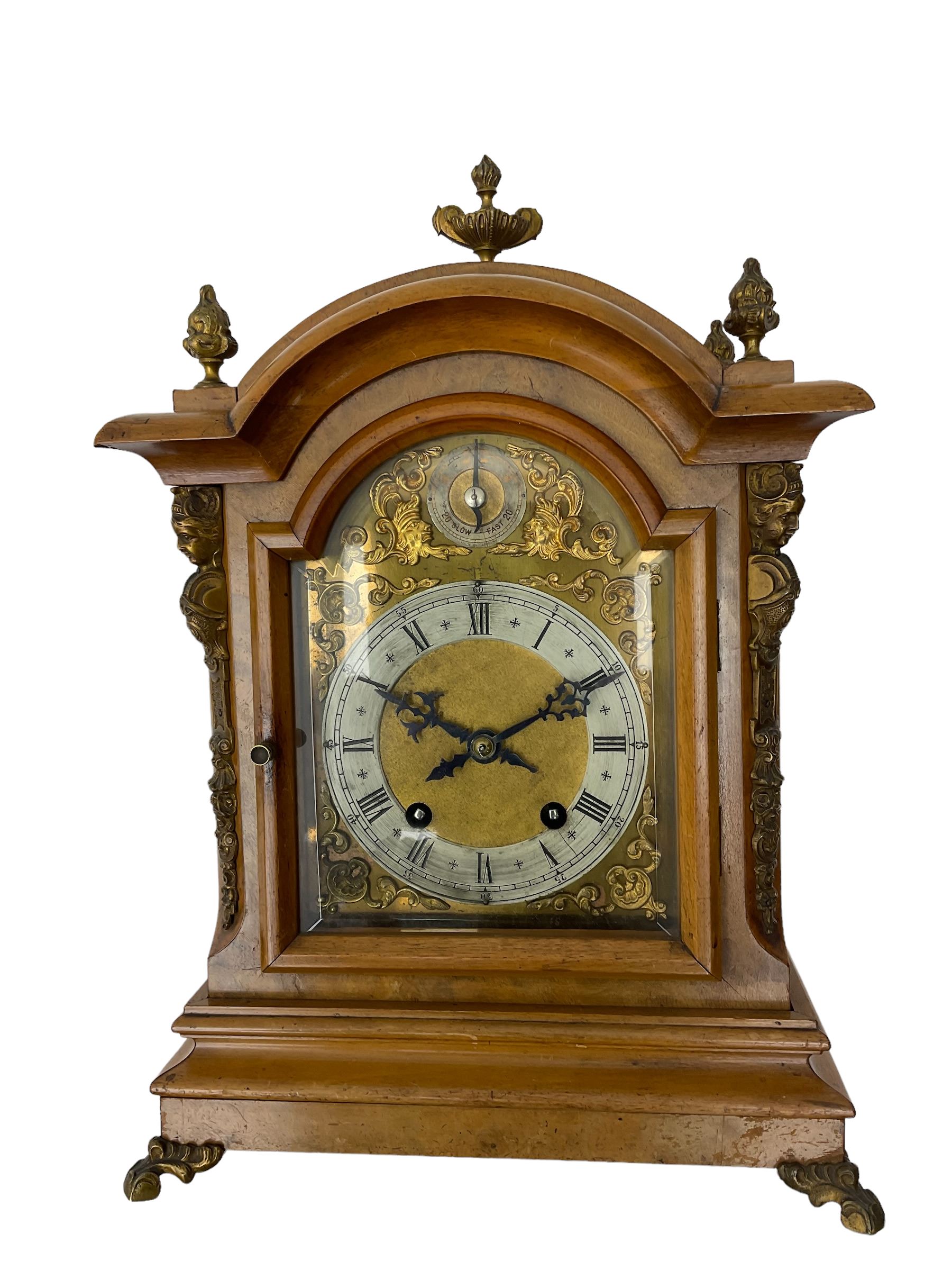 German - 19th century 8-day walnut bracket clock - Image 2 of 5