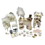 Collection of miniature dolls house ladies furniture and accessories