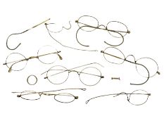 Quantity of 19th century and later gold spectacle frames