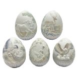 Set of five Lladro limited edition Easter eggs for the years 1993