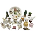 Collection of miniature dolls house furniture and accessories