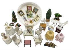 Collection of miniature dolls house furniture and accessories