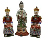 Pair of Chinese figures of Qing Dynasty style Emperors