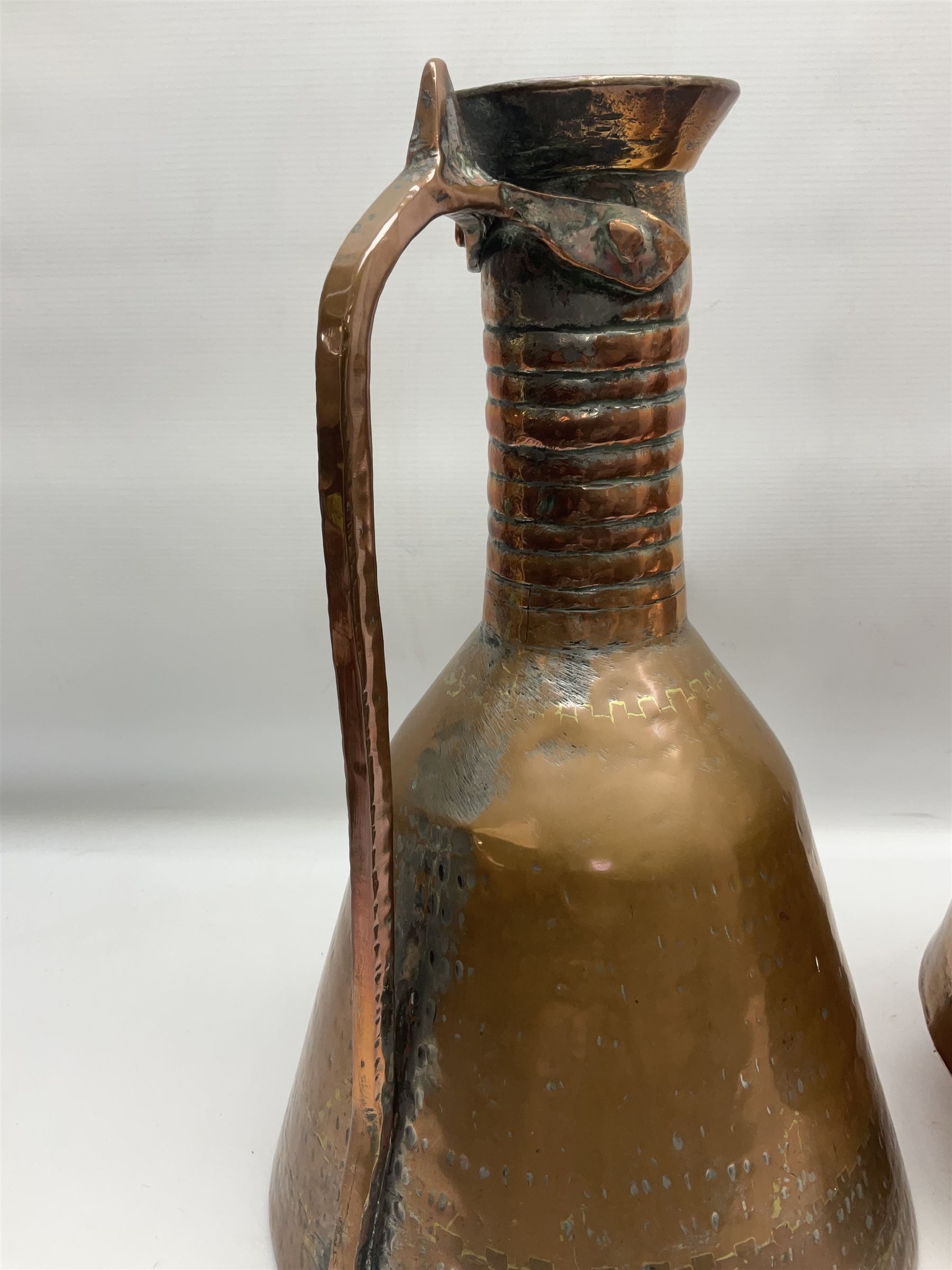 Two Middle Eastern or Persian copper ewer - Image 3 of 8