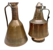Two Middle Eastern or Persian copper ewer