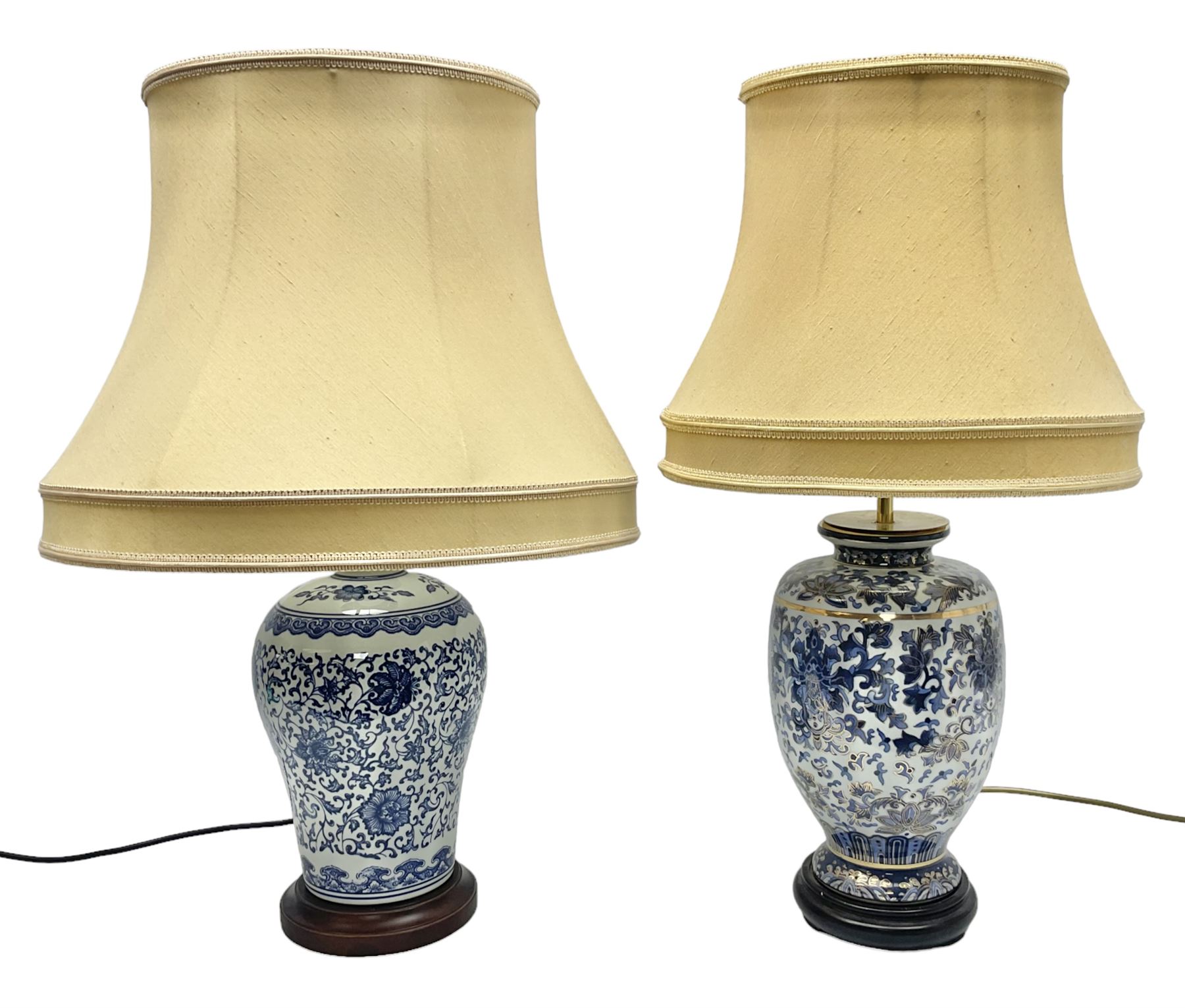 Two blue and white oriental style table lamps