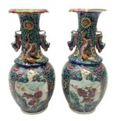 Pair of 19th century clobbered Chinese Export vases