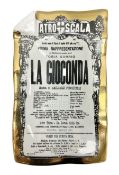 Fornasetti rectangular 'La Gioconda' operatic poster ashtray decorated with black and white text wit