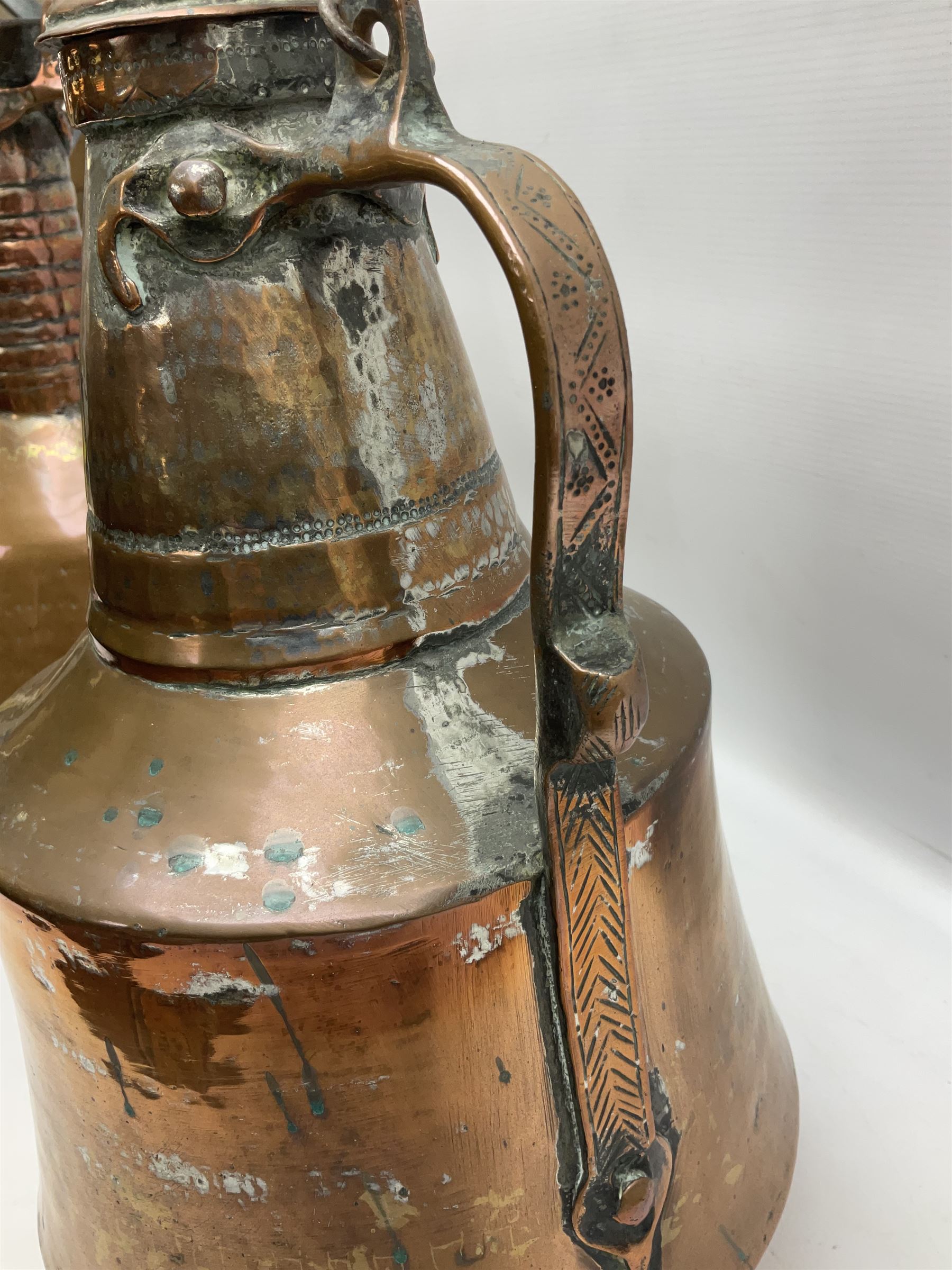 Two Middle Eastern or Persian copper ewer - Image 6 of 8