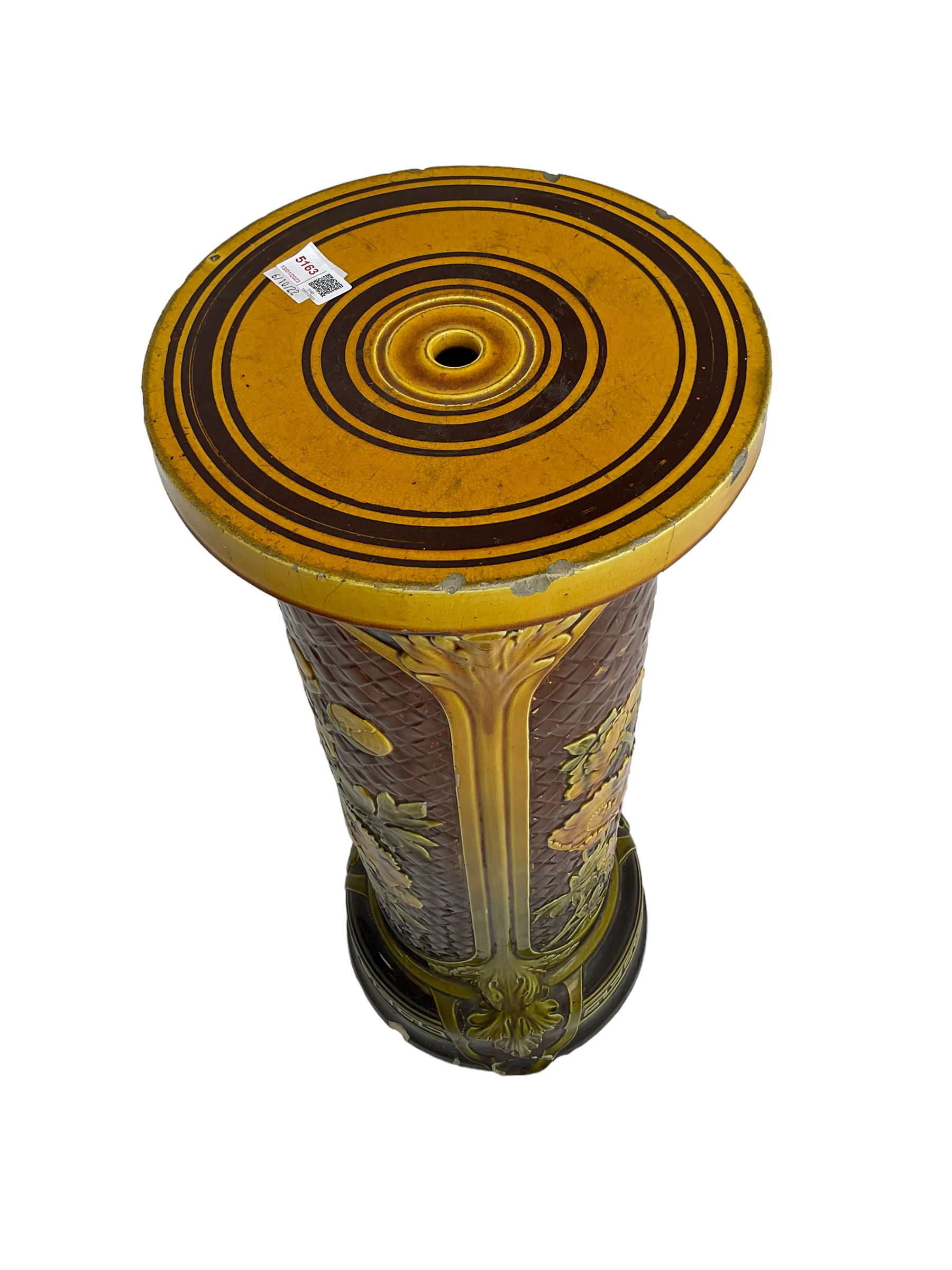Late 19th Century green and brown glazed majolica jardiniere stand - Image 2 of 2