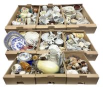 Approx. nine boxes of predominantly Victorian and later ceramics to include 19th century R & D teawa