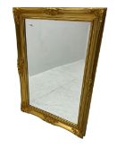 Gilt Classical style rectangular wall mirror with bevelled glass plate