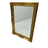 Gilt Classical style rectangular wall mirror with bevelled glass plate