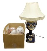 Large table lamp in the form of an urn upon a plinth