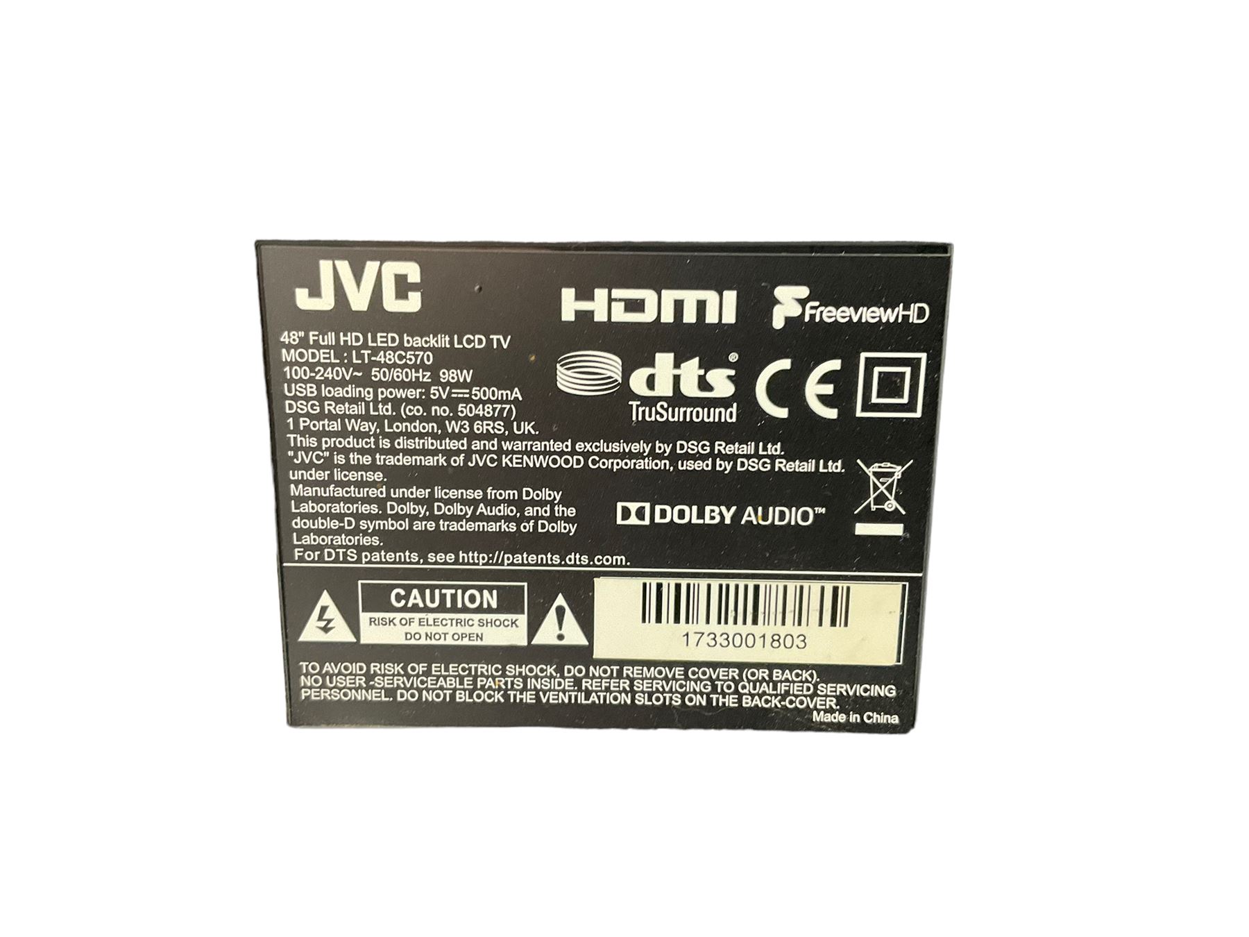 JVC LT-48C570 48" LED television - Image 2 of 3