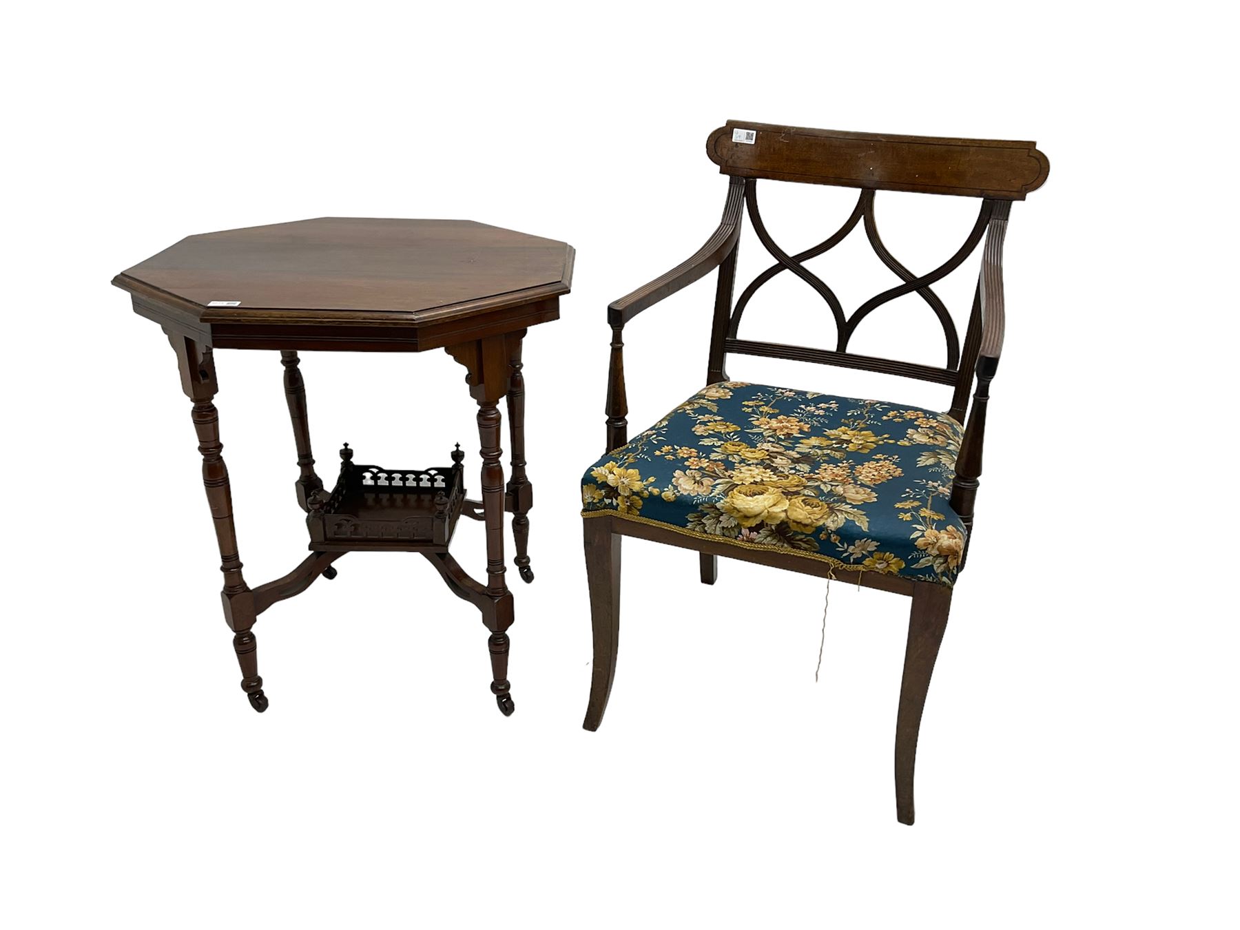 Early 20th century octagonal walnut centre table