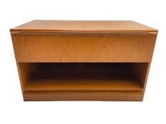 Mid to late 20th century teak televsion stand fitted with single drawer