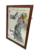 Vintage Dubonnet advertising mirror decorated with image of lady holding a bottle