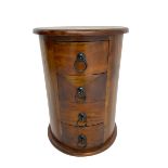 Hardwood circular pedestal chest with four drawers