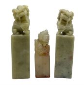 Three Chinese carved soapstone seals