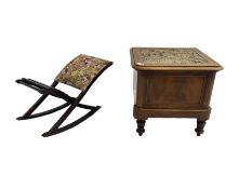 Victorian mahogany commode and a gout stool