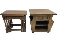 Oak nest of three tables (51cm x 35cm