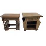 Oak nest of three tables (51cm x 35cm