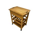 Pine butcher's block with three undertiers