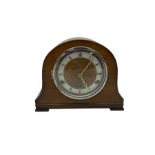 Oak cased three train Westminster chime mantle clock