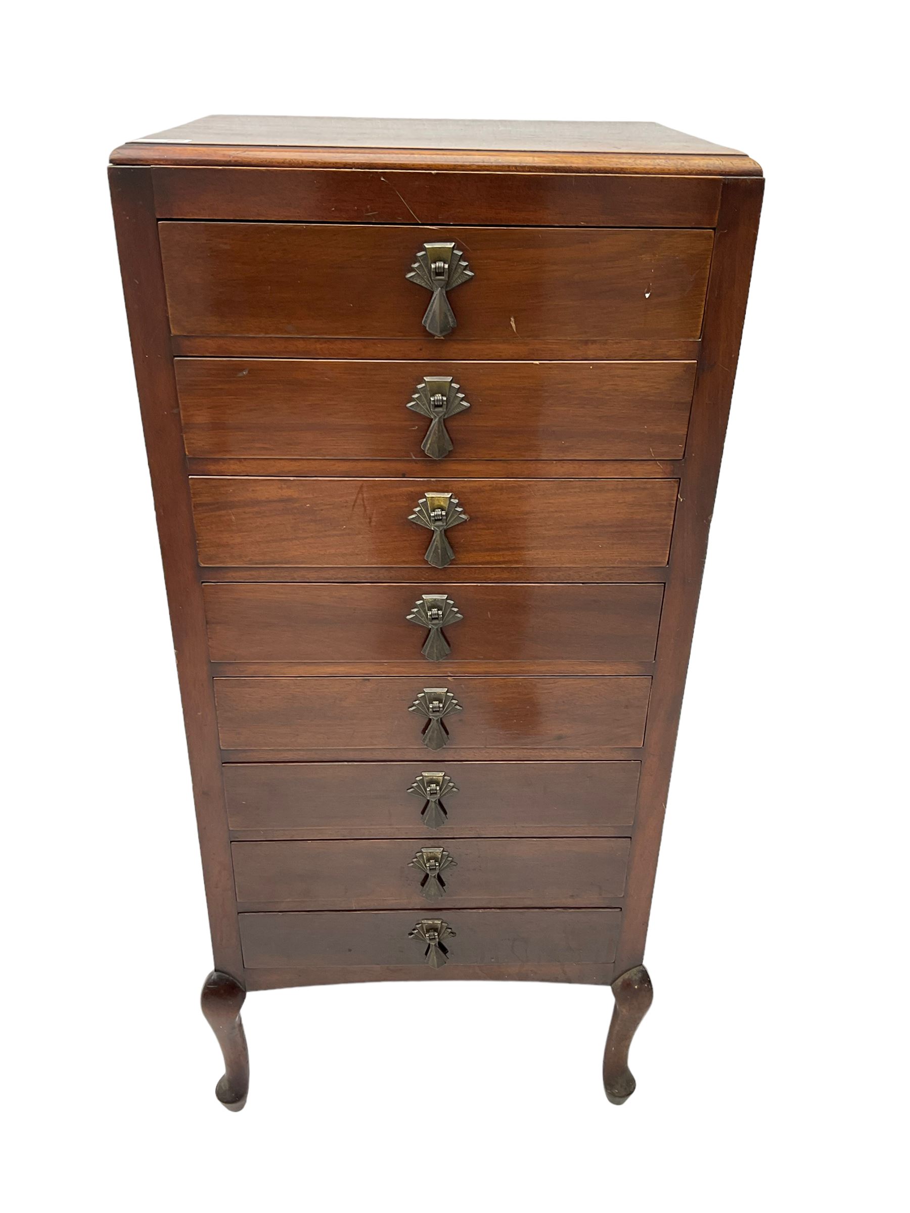 Early 20th century mahogany music cabinet fitted with eight fall front drawers with art deco design - Image 2 of 2