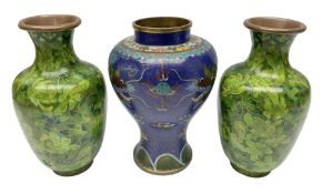 Three cloisonn� vases