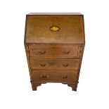 Edwardian mahogany bureau fitted with three drawers (61cm x 40cm x 97cm)