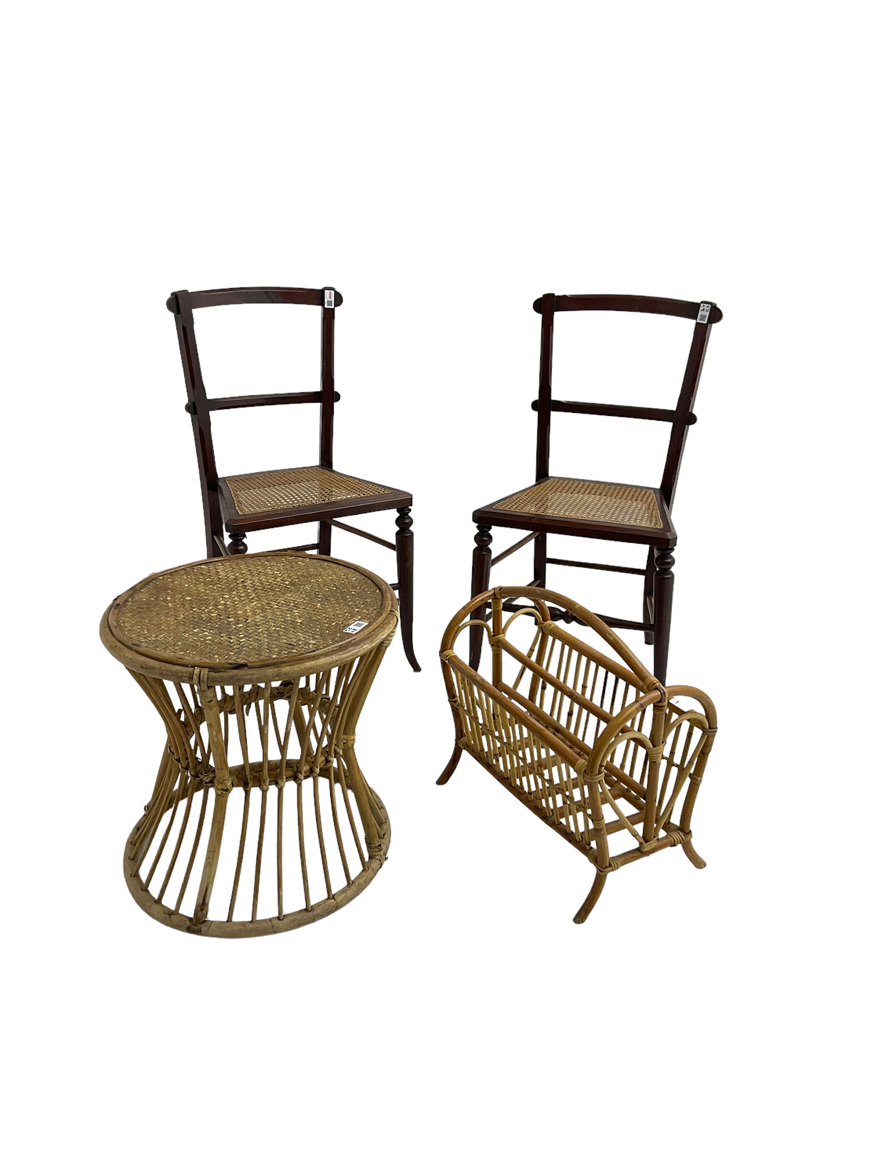 Pair late Victorian walnut chairs with cane work seats